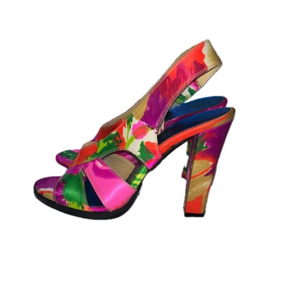 Balenciaga Paris Multicolor Satin Slingback OpenToe Sandals EU39.5 US9 - Picture 4 of 13